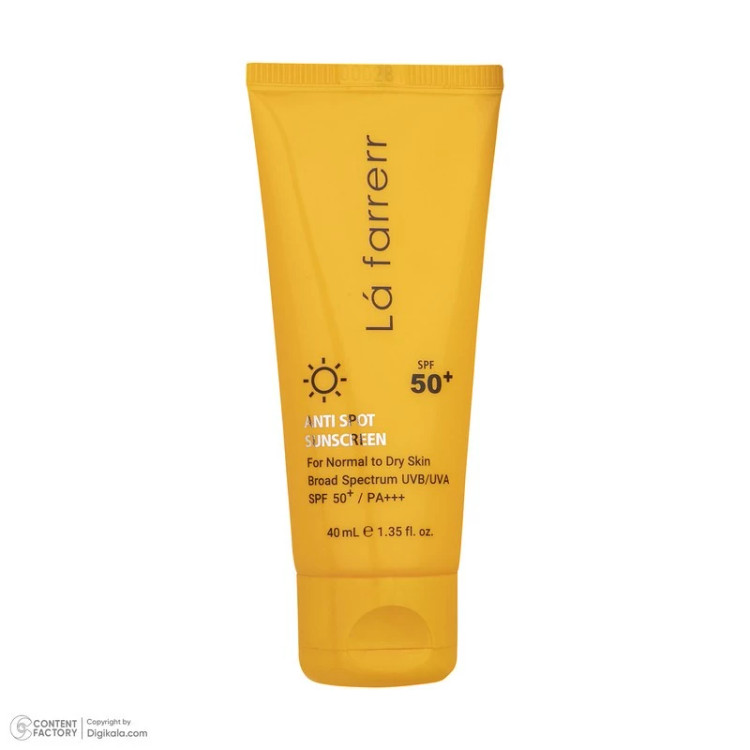 کرم ضدآفتاب و ضدلک بیرنگ لافارر مدل SPF50، مناسب پوستهای خشک و معمولی، حجم 40 میلیلیتر
