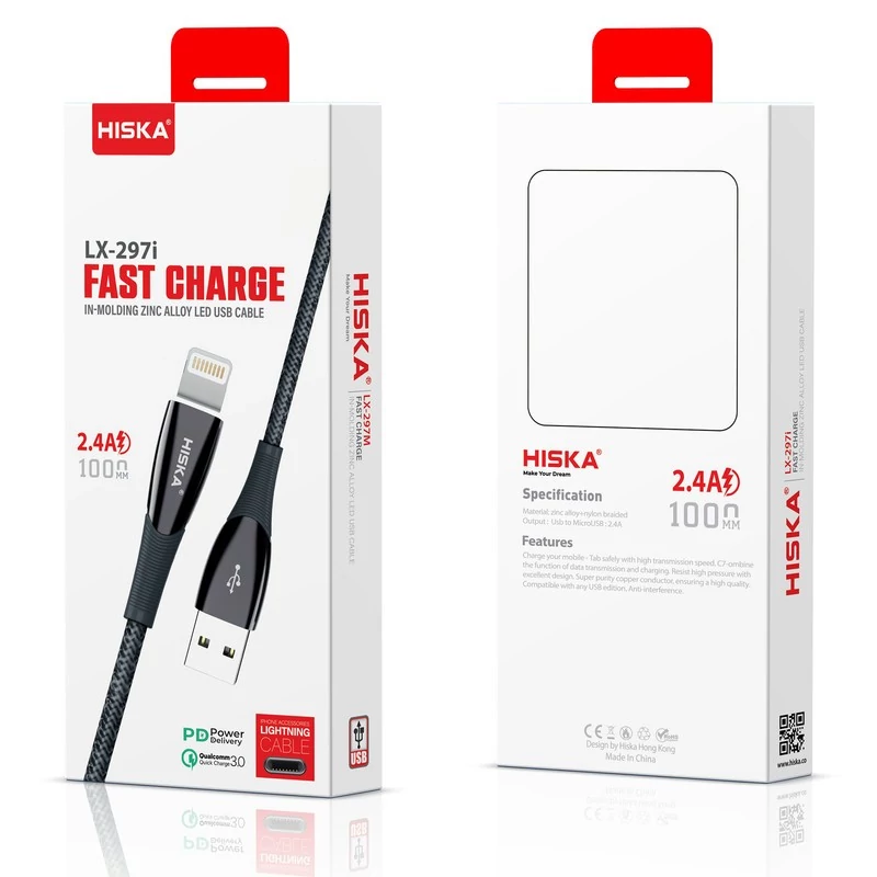 کابل تبدیل USB به لایتنینگ هیسکا مدل LX-297i طول 1 متر