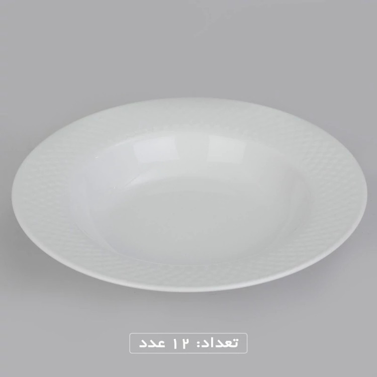 سرویس غذاخوری 102 پارچه چینی زرین ایران سری رادیانس مدل White درجه یک