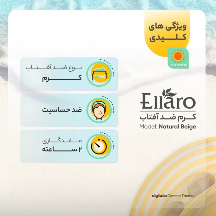 کرم ضد آفتاب رنگی الارو SPF30 سری Foundation Effect مدل Natural Beige محافظ UVB، مناسب پوستهای چرب و حساس تحت لیسانس حج