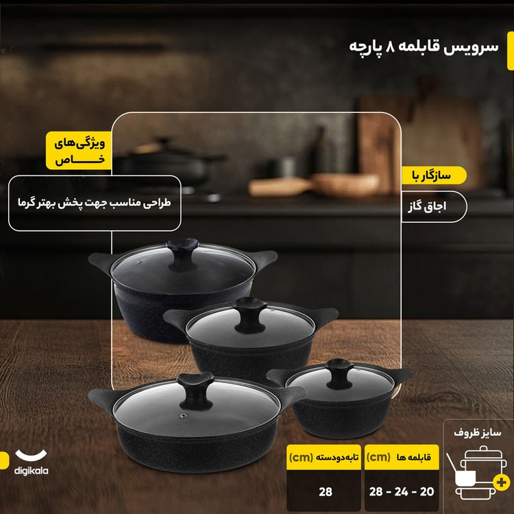 سرویس قابلمه 8 پارچه بست مدل 8888