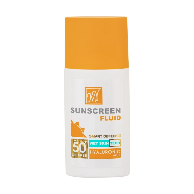 فلوئید ضدآفتاب بی‌رنگ مای SPF50 مدل Hyaluronic Acid مناسب انواع پوست، حجم 50 میلی‌لیتر