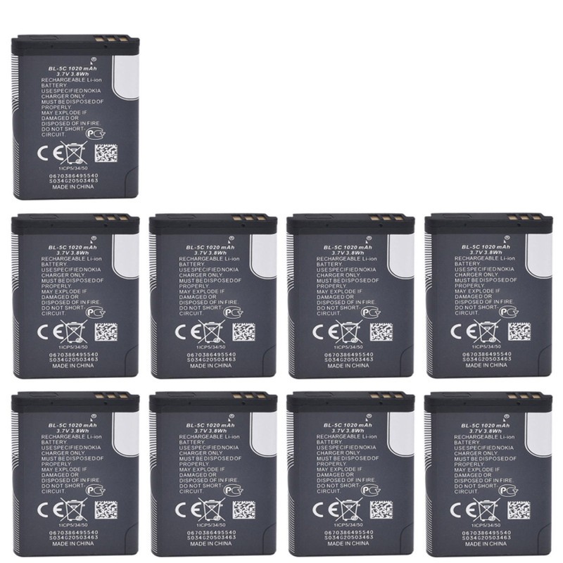 باتری موبایل مدل BL-5C با ظرفیت 1020میلی آمپرساعت مناسب برای گوشی موبایل نوکیا 5C بسته 9 عددی