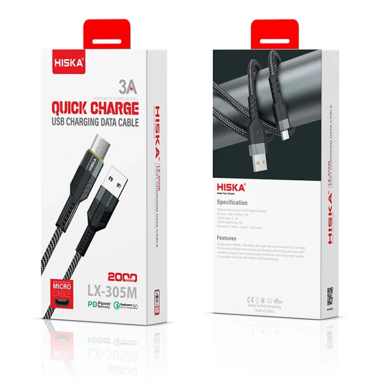 کابل تبدیل USB به MICROUSB هیسکا مدل LX-305M طول 2 متر