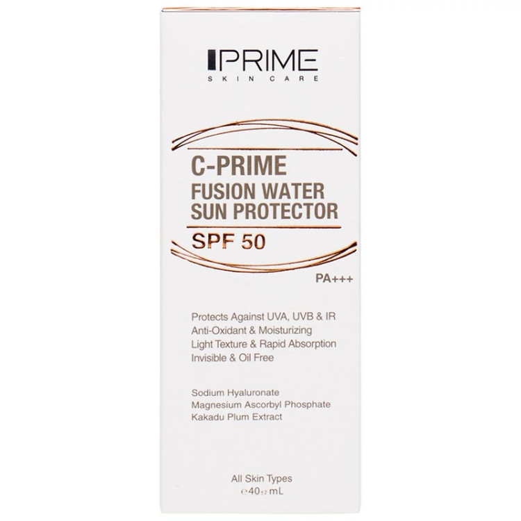 فلوئید ضدآفتاب بیرنگ پرایم SPF50 مدل C-Prime Fusion Water مناسب انواع پوست، حجم 40 میلیلیتر