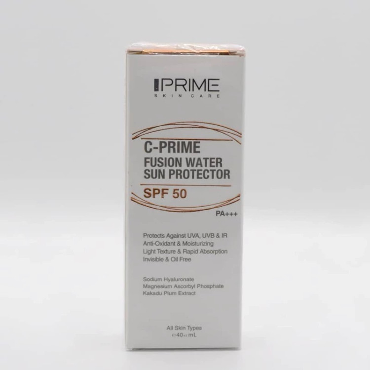 فلوئید ضدآفتاب بیرنگ پرایم SPF50 مدل C-Prime Fusion Water مناسب انواع پوست، حجم 40 میلیلیتر