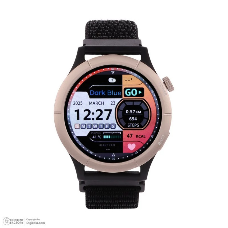 ساعت هوشمند 45 میلیمتری دارک بلو مدل AmazWatch B با بند پلی استری