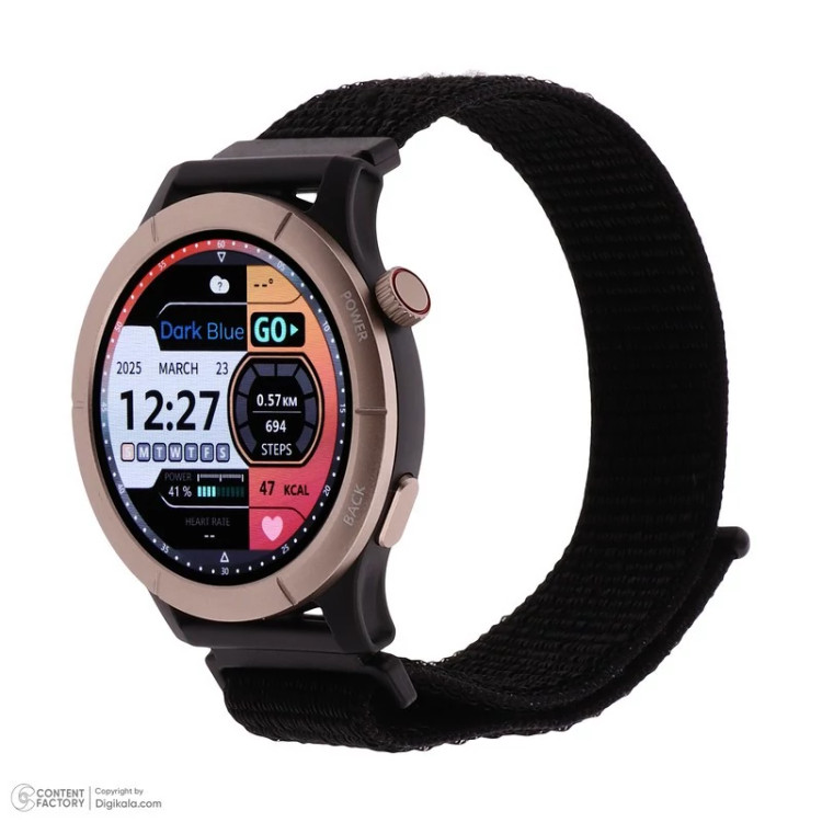 ساعت هوشمند 45 میلیمتری دارک بلو مدل AmazWatch B با بند پلی استری