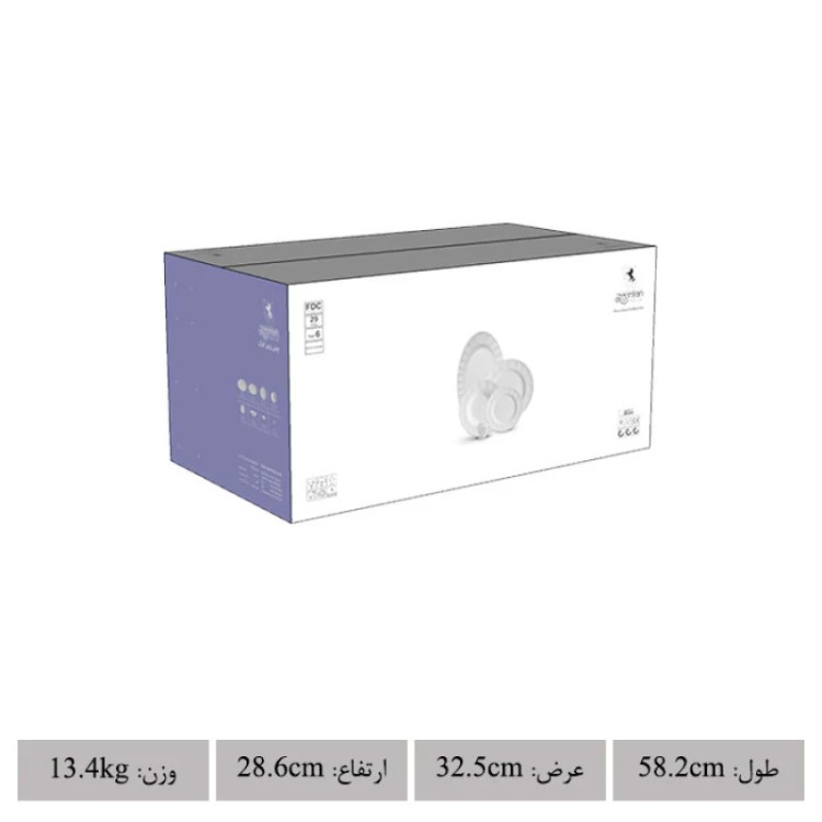 سرویس غذاخوری 29 پارچه چینی زرین ایران سری نئوکلاسیک مدل فرانسیس درجه عالی