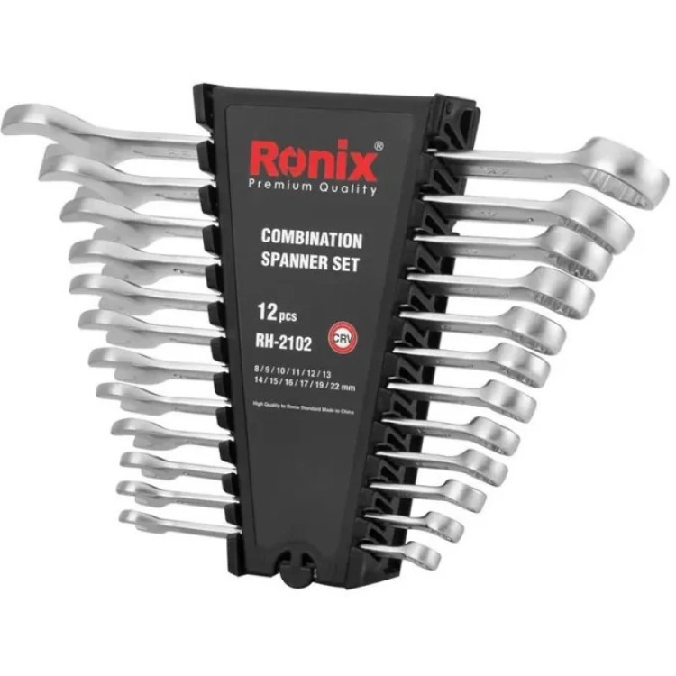 آچار یک سر تخت یک سر رینگ رونیکس مدل RH-2102 مجموعه 12 عددی