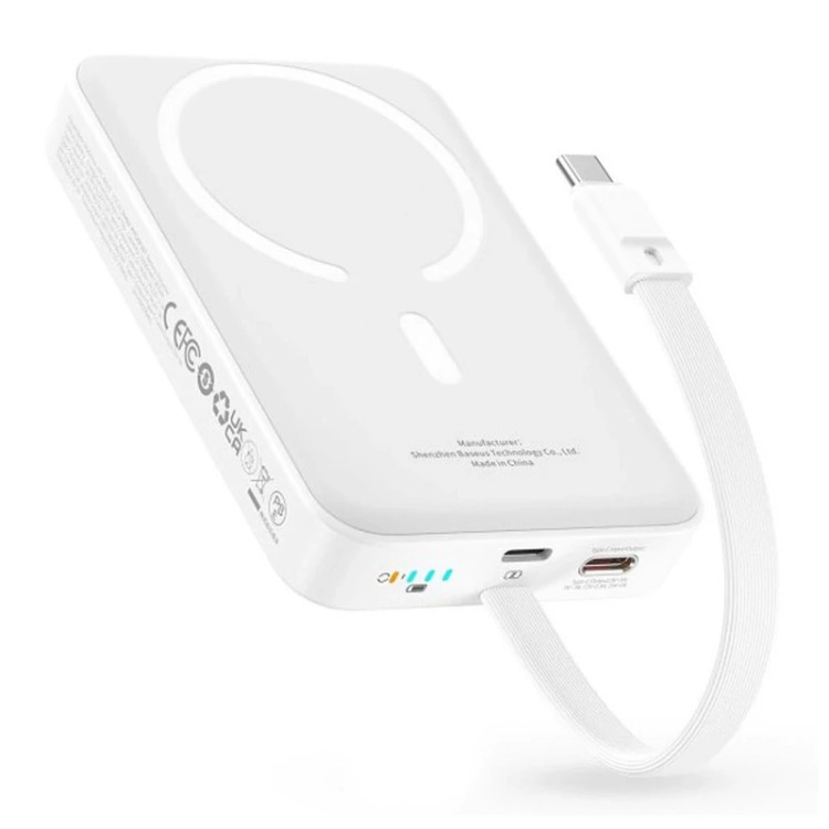 پاوربانک بیسیم 30 وات باسئوس مدل Magnetic Mini ظرفیت 10000 میلی آمپر ساعت