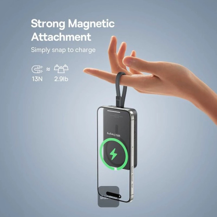 پاوربانک بیسیم 30 وات باسئوس مدل Magnetic Mini ظرفیت 10000 میلی آمپر ساعت