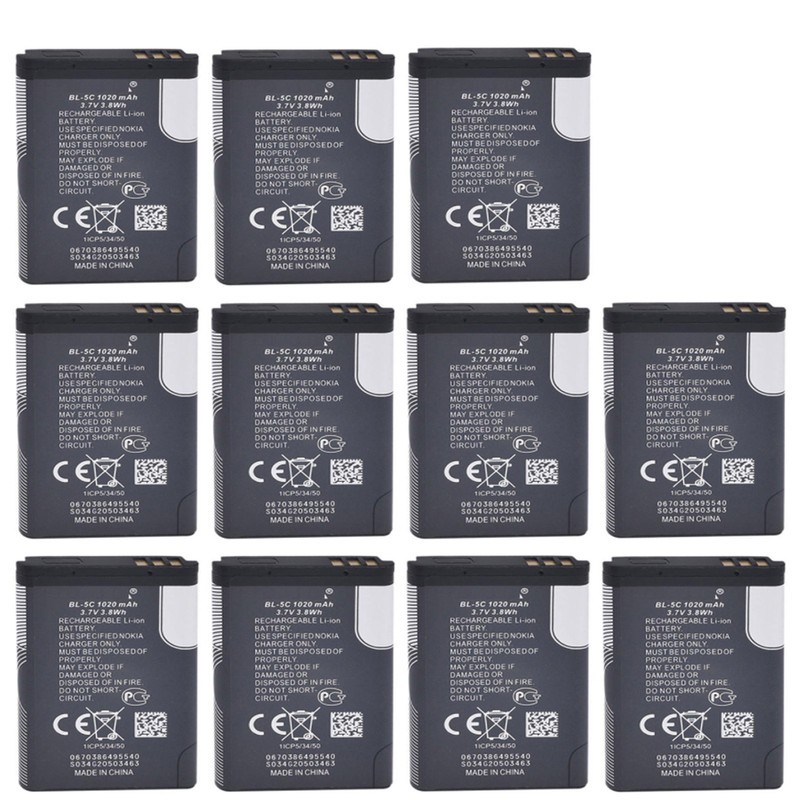 باتری موبایل مدل BL-5C با ظرفیت 1020میلی آمپرساعت مناسب برای گوشی موبایل نوکیا 5C بسته 11 عددی