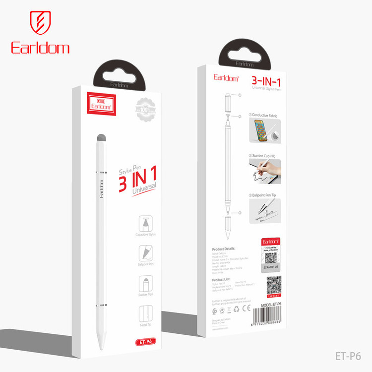 قلم لمسی ارلدام مدل Stylus Pen 3IN1 P6