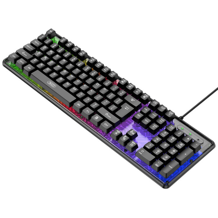 کیبورد گیمینگ ایکس او مدل KB-04، سوییچ ممبران، Full-size، نورپردازی LED RGB