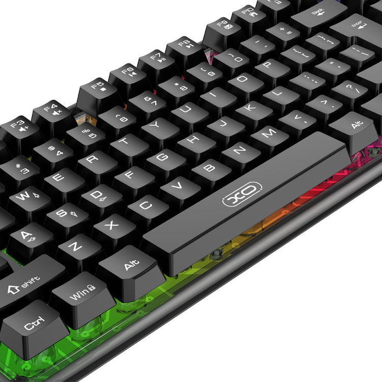 کیبورد گیمینگ ایکس او مدل KB-04، سوییچ ممبران، Full-size، نورپردازی LED RGB