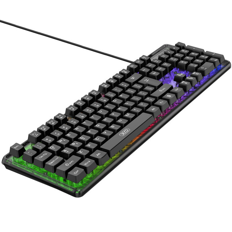 کیبورد گیمینگ ایکس او مدل KB-04، سوییچ ممبران، Full-size، نورپردازی LED RGB