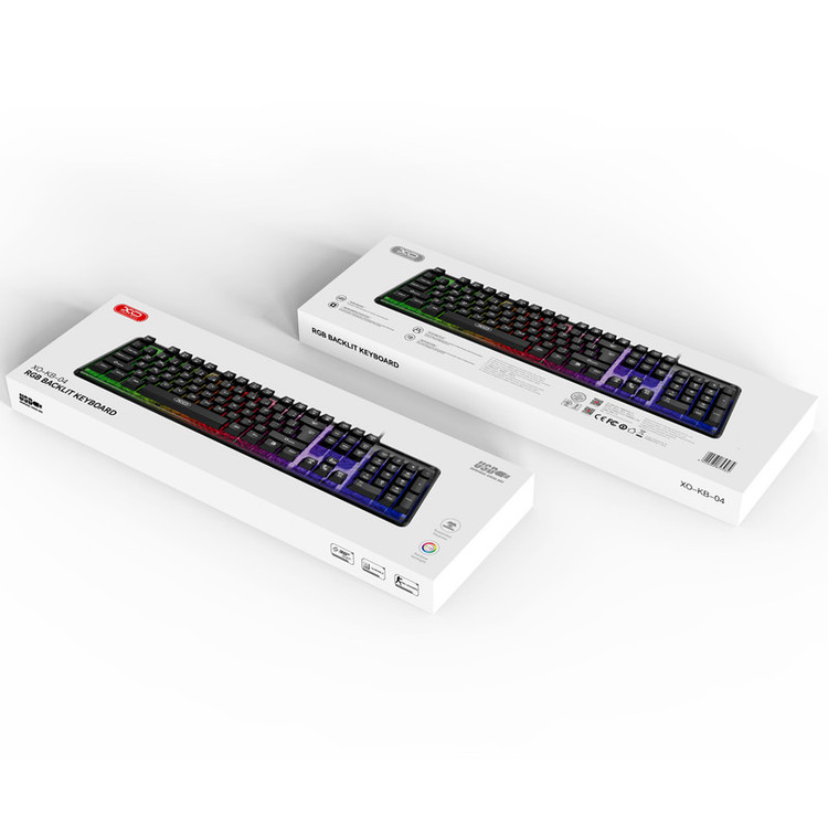 کیبورد گیمینگ ایکس او مدل KB-04، سوییچ ممبران، Full-size، نورپردازی LED RGB