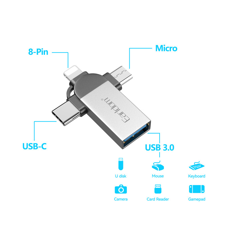 مبدل USB OTG به microUSB / لایتنینگ / USB-C ارلدام مدل ET-OT93
