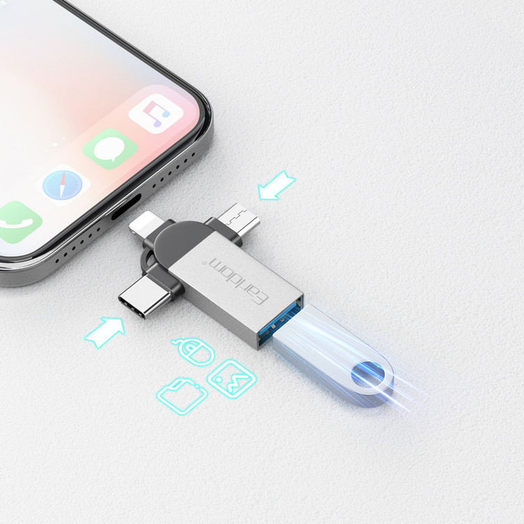مبدل USB OTG به microUSB / لایتنینگ / USB-C ارلدام مدل ET-OT93