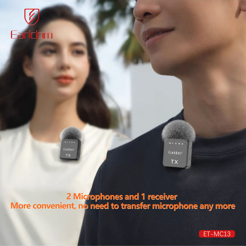 ست میکروفن بی سیم ارلدام مدل 3IN1 MC13 با درگاه اتصال USB-C و لایتنینگ و جک 3.5 میلی متری