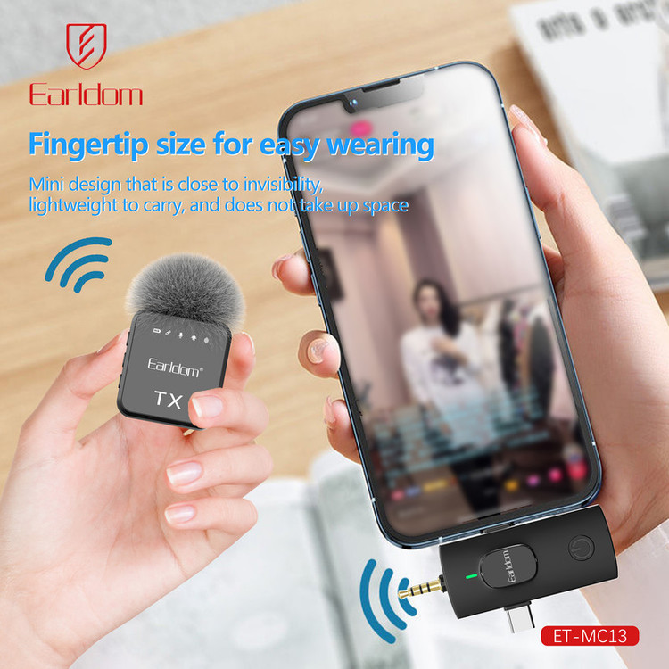 ست میکروفن بی سیم ارلدام مدل 3IN1 MC13 با درگاه اتصال USB-C و لایتنینگ و جک 3.5 میلی متری