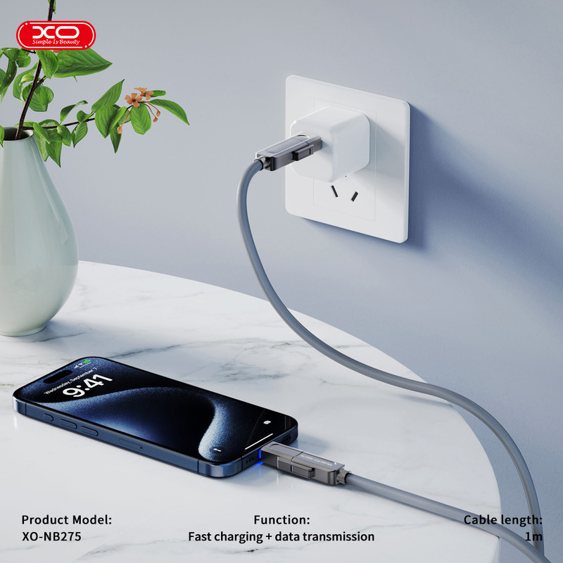 کابل تبدیل USB به USB-C / لایتنینگ به USB-C ایکس او مدل NB275 طول 1 متر