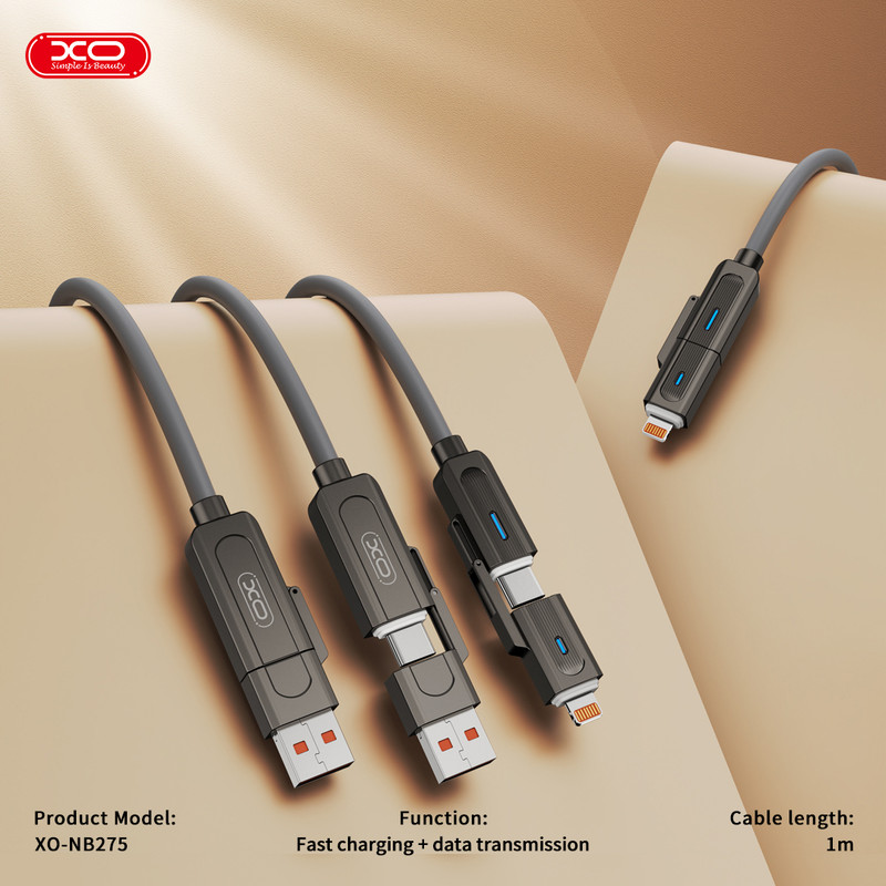 کابل تبدیل USB به USB-C / لایتنینگ به USB-C ایکس او مدل NB275 طول 1 متر