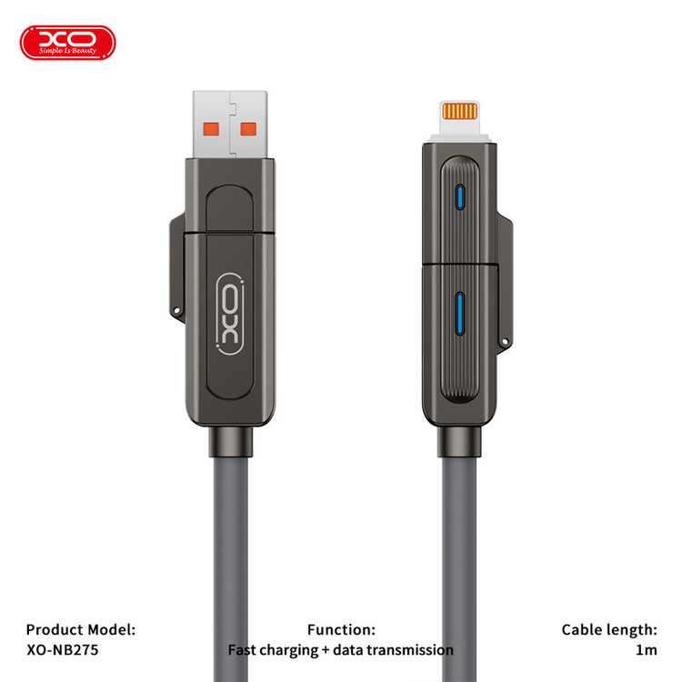 کابل تبدیل USB به USB-C / لایتنینگ به USB-C ایکس او مدل NB275 طول 1 متر