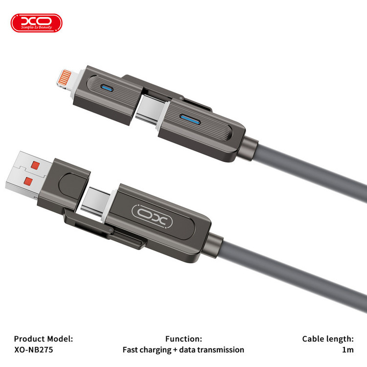کابل تبدیل USB به USB-C / لایتنینگ به USB-C ایکس او مدل NB275 طول 1 متر