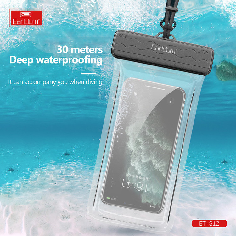 کاور موبایل ضد آب ارلدام مدل WATERPROOF S12 مناسب برای گوشی موبایل تا سایز 6.5 اینچ