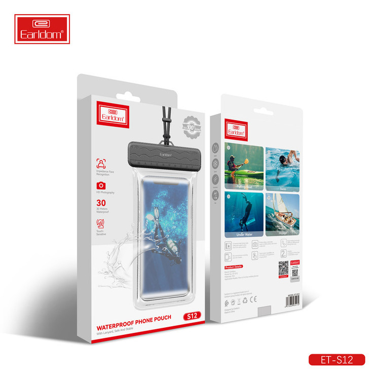 کاور موبایل ضد آب ارلدام مدل WATERPROOF S12 مناسب برای گوشی موبایل تا سایز 6.5 اینچ