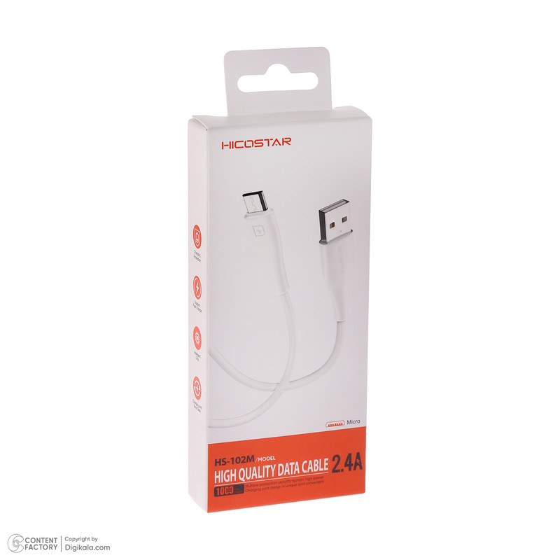 کابل تبدیل USB به microUSB هایکواستار مدل HS-102M 2.4A طول 1 متر