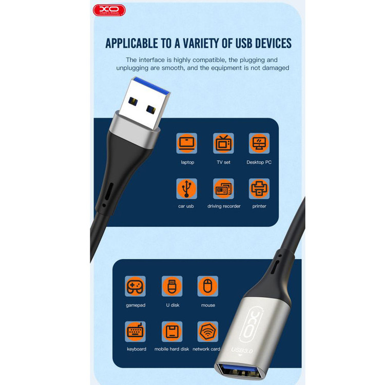 کابل تبدیل usb به usb3.0 ایکس او مدل NB220 طول 2 متر