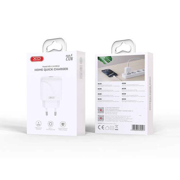 شارژر دیواری 20 وات ایکس او مدل L141(EU)