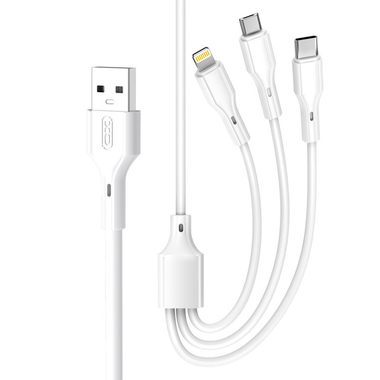 کابل تبدیل USB به لایتنینگ/USB-C/microUSB ایکس او مدل NB 230 طول 1 متر