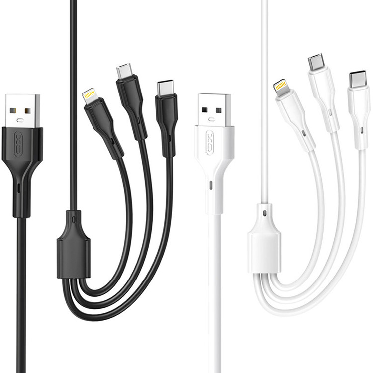 کابل تبدیل USB به لایتنینگ/USB-C/microUSB ایکس او مدل NB 230 طول 1 متر