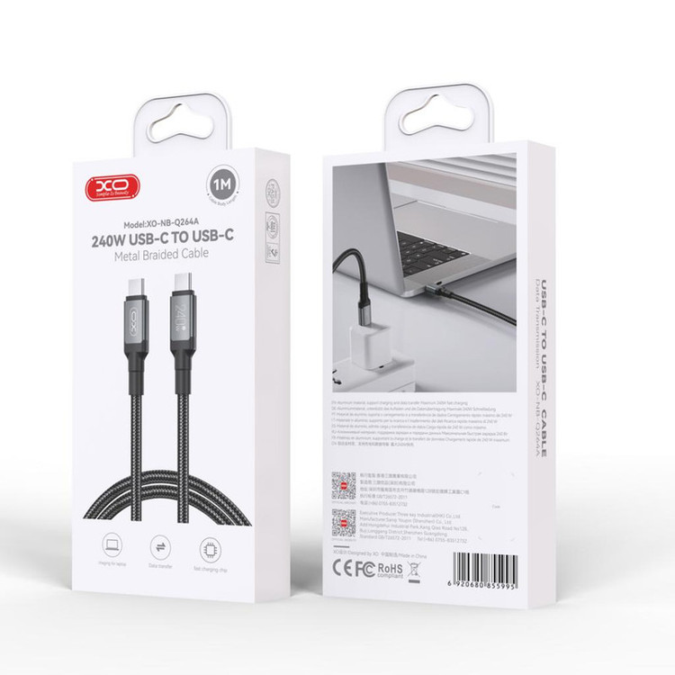 کابل تبدیل USB-C ایکس او مدل NB-Q264A 240W طول 1 متر