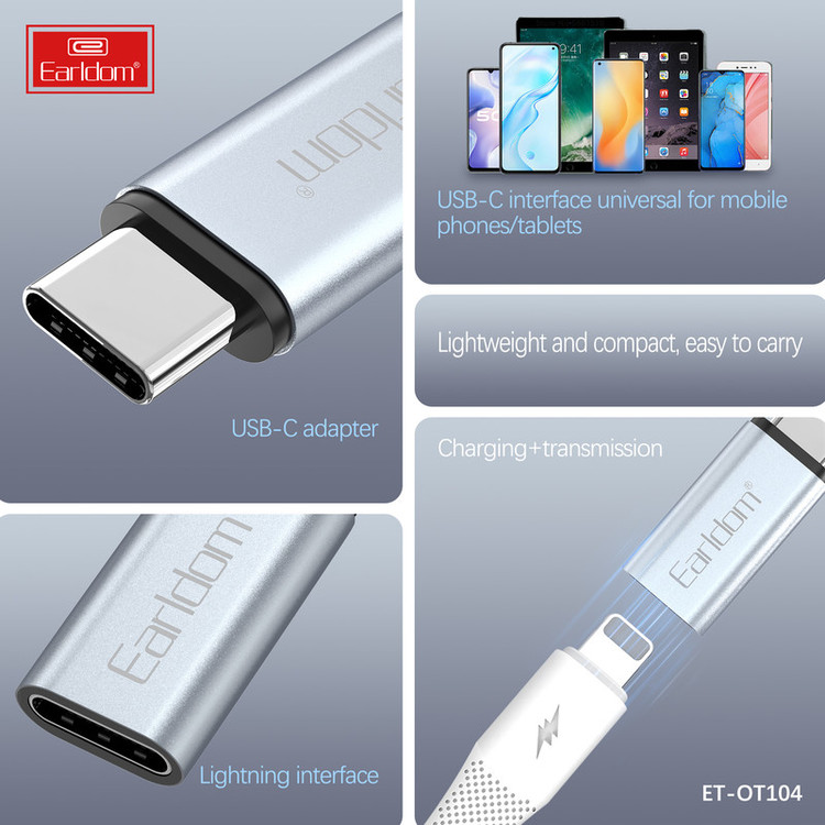 مبدل لایتنینگ به USB-C ارلدام مدل OT104 60W