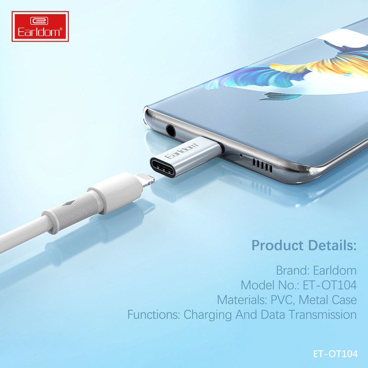 مبدل لایتنینگ به USB-C ارلدام مدل OT104 60W