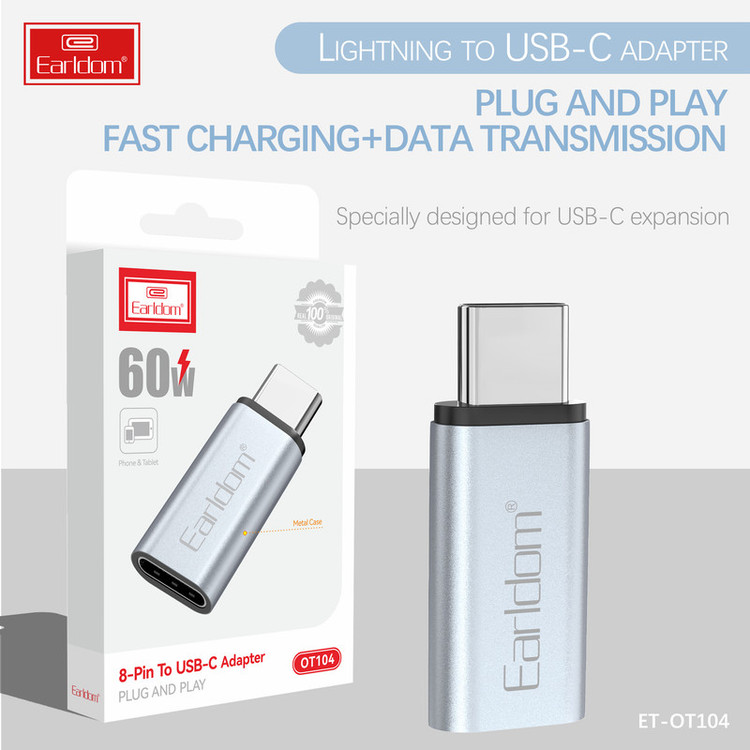 مبدل لایتنینگ به USB-C ارلدام مدل OT104 60W