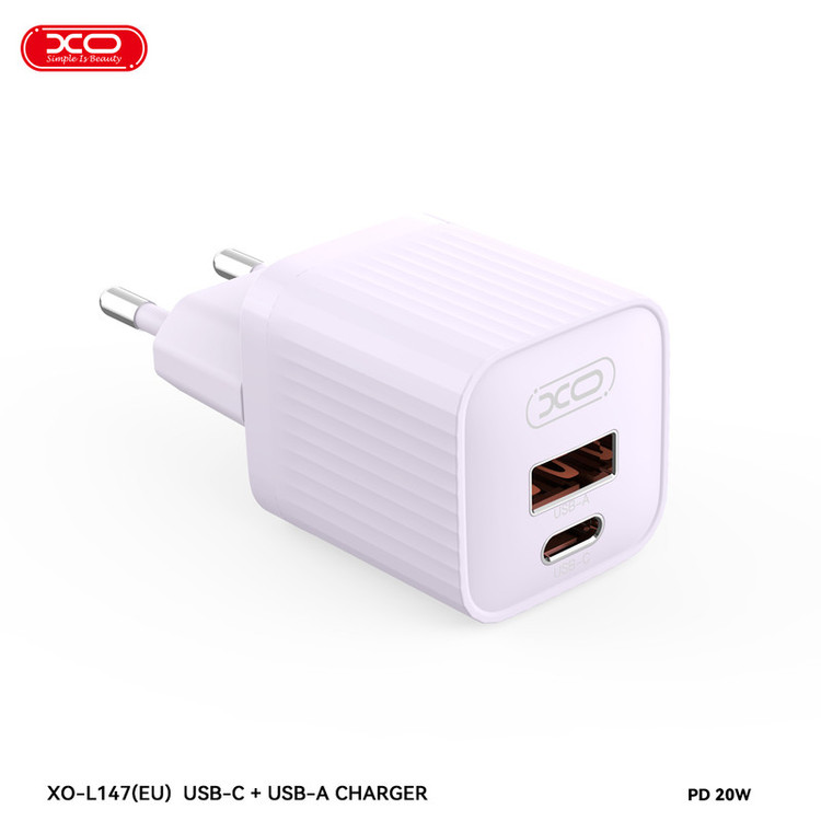 شارژر دیواری 20 وات دو پورت ایکس او مدل L147