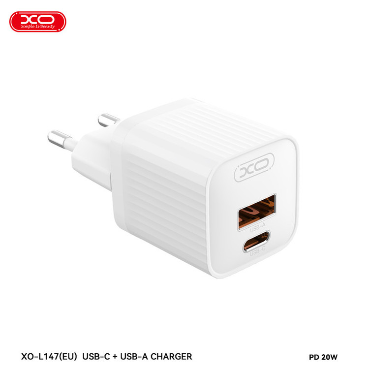 شارژر دیواری 20 وات دو پورت ایکس او مدل L147