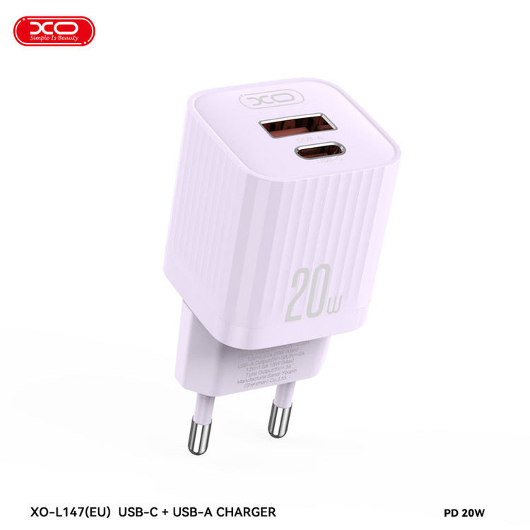 شارژر دیواری 20 وات دو پورت ایکس او مدل L147