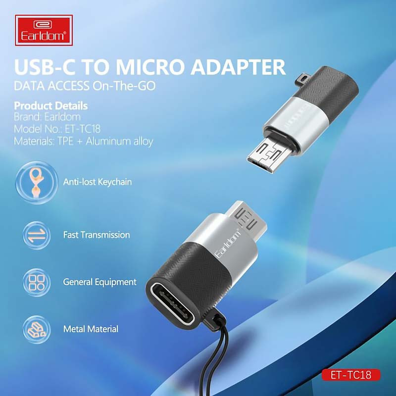 مبدل USB-C به microUSB الدرام مدل TC18
