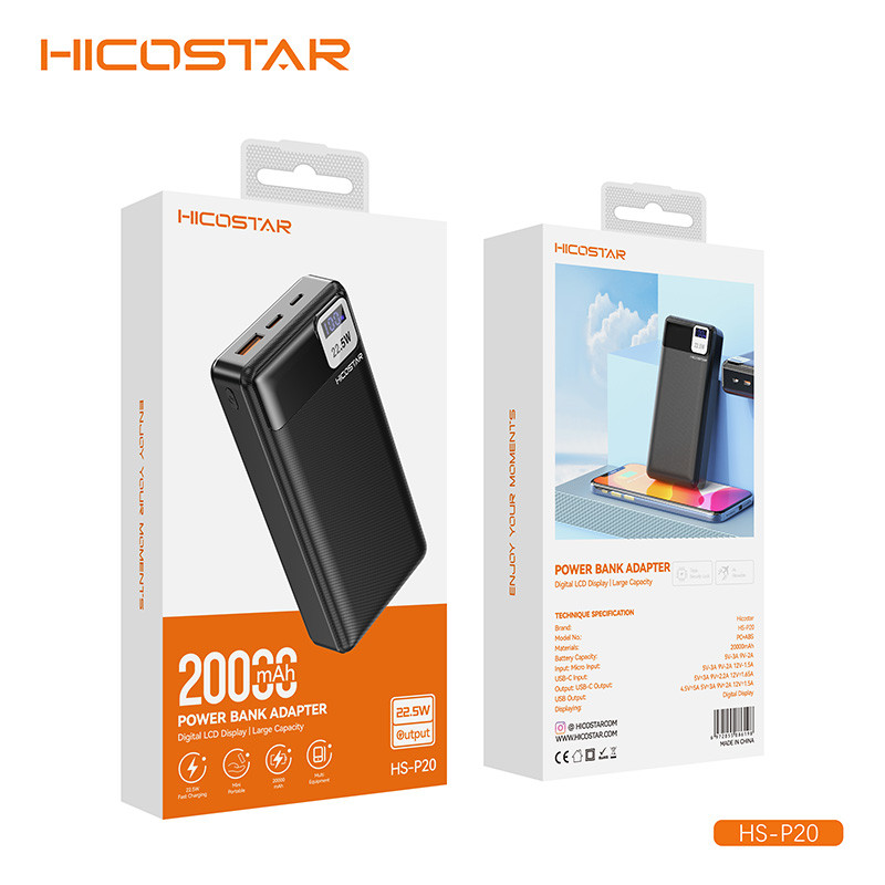 پاوربانک هایکواستار مدل HS-P20 22.5W ظرفیت 20000 میلی آمپر ساعت