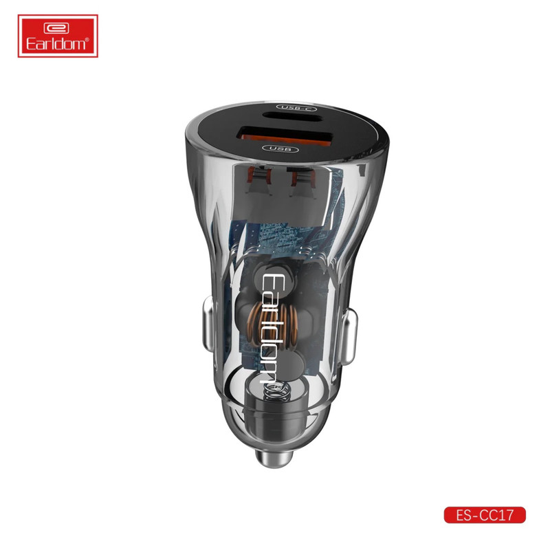 شارژر فندکی 48 وات ارلدام مدل ES-CC17 به همراه کابل تبدیل USB-C / microUSB