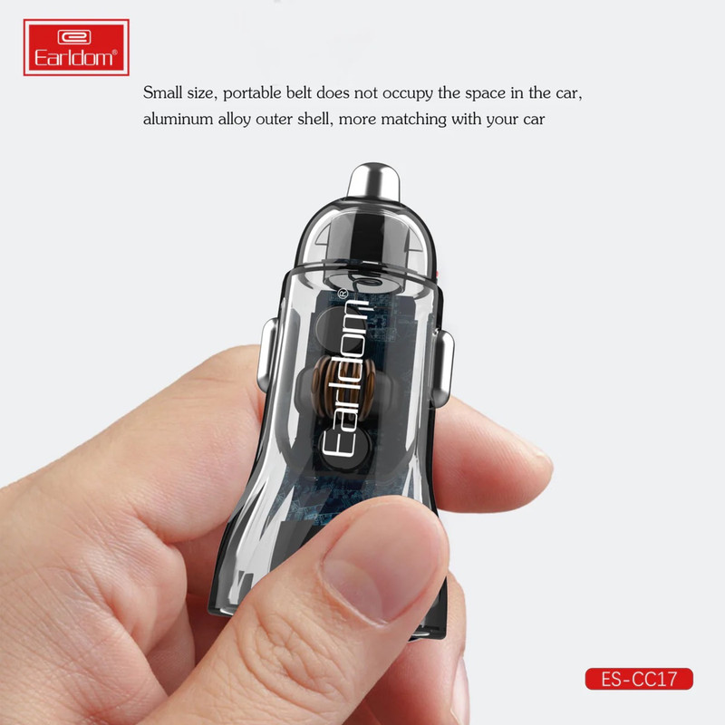 شارژر فندکی 48 وات ارلدام مدل ES-CC17 به همراه کابل تبدیل USB-C / microUSB