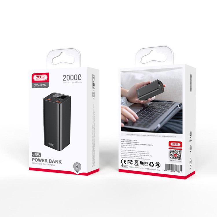 پاوربانک ایکس او مدل pb97 ظرفیت 20000 میلی آمپر ساعت
