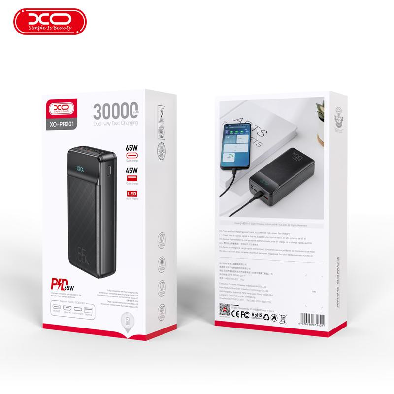 پاوربانک ایکس او مدل PR-201 ظرفیت 30000 میلی آمپر ساعت
